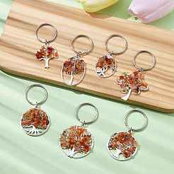 Брелок-подвеска «Древо жизни» из натурального сердолика и сплава KEYC-JKC00648-04