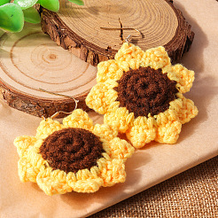 Серьги-подвески из акрилового волокна в виде подсолнечника&nbsp;FS-WGD7101-01