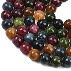 Бусины из натурального зеленого нефрита с имитацией турмалина&nbsp;G-B046-08D-12mm