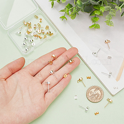 24 шт. двухцветная латунная серьга-гвоздик KK-BC0013-93