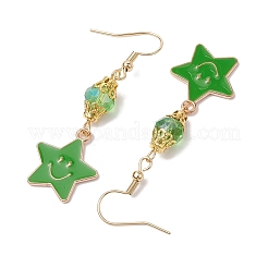 Серьги-подвески из нержавеющей стали 304 со стеклянными подвесками&nbsp;EJEW-JE05848