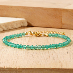 Женские браслеты из натурального зеленого авантюрина с бусинами UZ0240