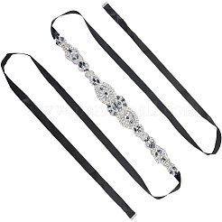 Цветочные хрустальные и монтано-стразовые пояса ручной работы для свадебных платьев&nbsp;AJEW-WH20006-233A-01