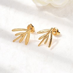 Серьги-гвоздики в форме листа из нержавеющей стали 304&nbsp;EJEW-K268-52G