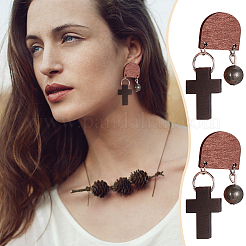 30 шт. полукруглая фурнитура для сережек-гвоздиков из дерева&nbsp;WOOD-UN0001-04