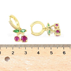 Серьги-кольца из вишневой латуни с микропаве из кубических цирконий EJEW-U057-07G