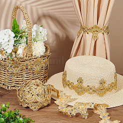 7.8 ярд полиэстеровой кружевной отделки с цветочной вышивкой DIY-FG0004-91