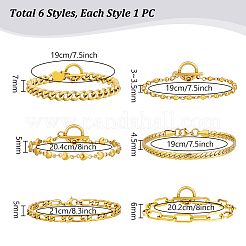 6шт 6 комплекта браслетов из нержавеющей стали&nbsp;BJEW-PH0004-47