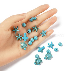 130шт 5 стиля синтетические бирюзовые бусины TURQ-FP0001-02