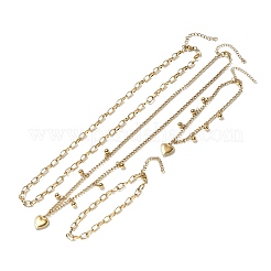 Комплекты из двух колье и браслетов в форме сердца из нержавеющей стали 304 для женщин SJEW-F226-03G