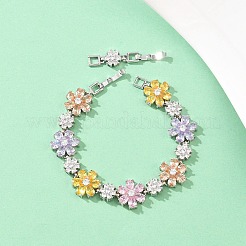 Теннисные браслеты из платиновой латуни с микропаве из кубических цирконий&nbsp;BJEW-B160-10P