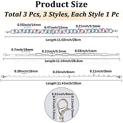 1 набор из 3-х стилей железной шляпной цепочки с застежкой-карабином HJEW-CN0001-31A