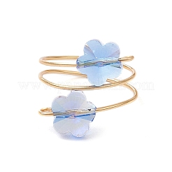 Стеклянные кольца на палец с цветком RJEW-JR00841