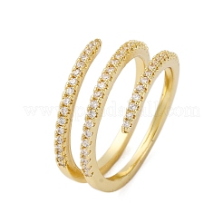 Открытые манжеты из латуни с микропаве и прозрачным цирконием для женщин&nbsp;RJEW-S624-04G