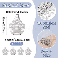 60 шт. подвески из нержавеющей стали 304. подвеска в виде отпечатка лапы&nbsp;STAS-TA0001-45