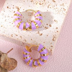 Толстые серьги-кольца в полоску с эмалью&nbsp;JE1110G