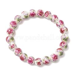Браслеты из фарфора и керамики с цветочным принтом BJEW-JB11910-01