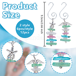 12 шт. 2 стиля сплава и натурального кварцевого хрусталя бусины подвеска украшение для рождественской елки&nbsp;HJEW-OC00307