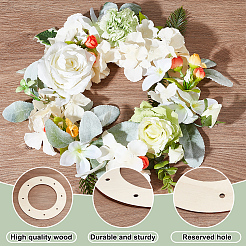 6 шт. 3 стили деревянных рамок для венков для поделок с предварительно вырезанными отверстиями WOOD-OC0003-89