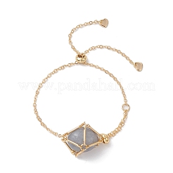 Регулируемый плетеный латунный мешочек в стиле макраме изготовление браслета-слайдера с тросом и цепочкой BJEW-JB10285-01