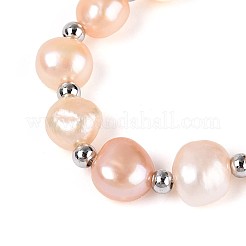 Регулируемые браслеты из натурального жемчуга с латунной цепочкой для женщин и девочек BJEW-T022-16C