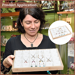 24 сетчатый бамбуковый подвесной дисплей-поднос с демонстрационными карточками из искусственной кожи ODIS-WH0086-091A-02