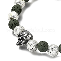 Браслеты из натуральной лавы с гальваническим покрытием на Хэллоуин&nbsp;BJEW-JB12332-02