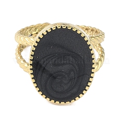 Ионное покрытие (ip) 304 нержавеющая сталь эмаль овальные манжеты пальцы кольца&nbsp;RJEW-L107-068G-02