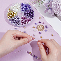 360шт 6 цвета выпечка окрашенные жемчужные стеклянные жемчужные круглые бусины HY-GA0001-01B