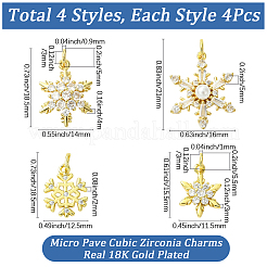 16 шт. 4 стиля рождественской стойки с покрытием из латуни подвески&nbsp;KK-SC0006-97