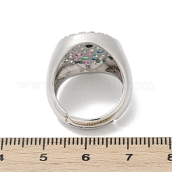 Женские кольца на палец из латуни с микропаве и кубическим цирконием RJEW-C129-09P