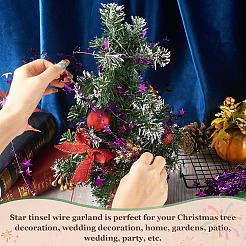 ПВХ блестящая металлическая гирлянда со звездами и железной проволокой&nbsp;AJEW-TAC0034-08C