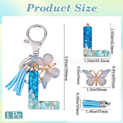 1шт брелок с буквами из смолы и акриловой бабочкой с кисточкой&nbsp;KEYC-GF0001-19A