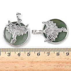 Плоские круглые подвески из смешанных драгоценных камней из натуральных и синтетических камней G-G279-01P