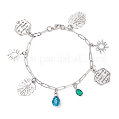 Браслеты с подвесками из нержавеющей стали 304 «солнце и лист» для женщин&nbsp;BJEW-JB11959-02