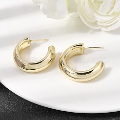 Серьги-гвоздики в форме буквы С из латуни с покрытием стойки&nbsp;EJEW-L308-02G