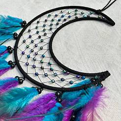 Железная тканая паутина/сетка с подвесками из перьев&nbsp;PW-WGCA487-01