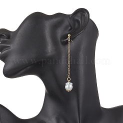 Круглые серьги-гвоздики с кисточками из искусственного жемчуга EJEW-JE06453-02