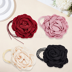 4 шт. 4-цветный полиэстеровый 3D цветочный ошейник-чокер для женщин&nbsp;NJEW-SP0001-13