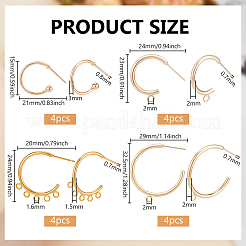 16 шт. 4 стиля латунных сережек-гвоздиков KK-BC0013-48