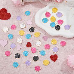 60шт 6 цвета сплава эмалевые подвески&nbsp;ENAM-FH0001-71