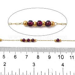 Цепи ручной работы из нержавеющей стали 304 и стеклянных бусин&nbsp;CHS-L031-01G-07