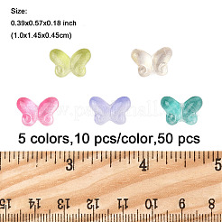 50шт 5 цвета двухцветные прозрачные окрашенные распылением стеклянные бусины&nbsp;GLAA-FP0001-30