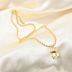 Латунные ожерелья с подвеской в виде привидения на Хэллоуин из черной эмали NJEW-B135-01A-G