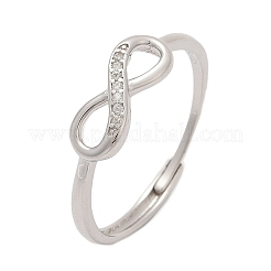 Бесконечность стерлингового серебра кубический цирконий регулируемые кольца для женщин RJEW-B128-05
