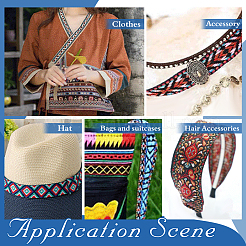 1 рулон полиэстеровой жаккардовой ленты с цветочным узором в этническом стиле OCOR-WH0086-95A