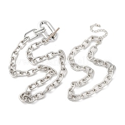 Ожерелья из сплава с двухслойной овальной подвеской&nbsp;NJEW-Z078-01P