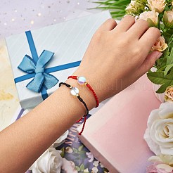 2шт 2 цвета синтетический лунный камень круглый браслет-слайдер из бисера&nbsp;BJEW-SW00057-01