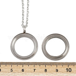 304 нержавеющая сталь плоский круглый медальон подвеска урна для праха домашних животных ожерелья&nbsp;LS-NJEW-S455-08P