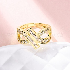 Манжеты из латуни с микро паве кубический цирконий для женщин RJEW-U053-03G